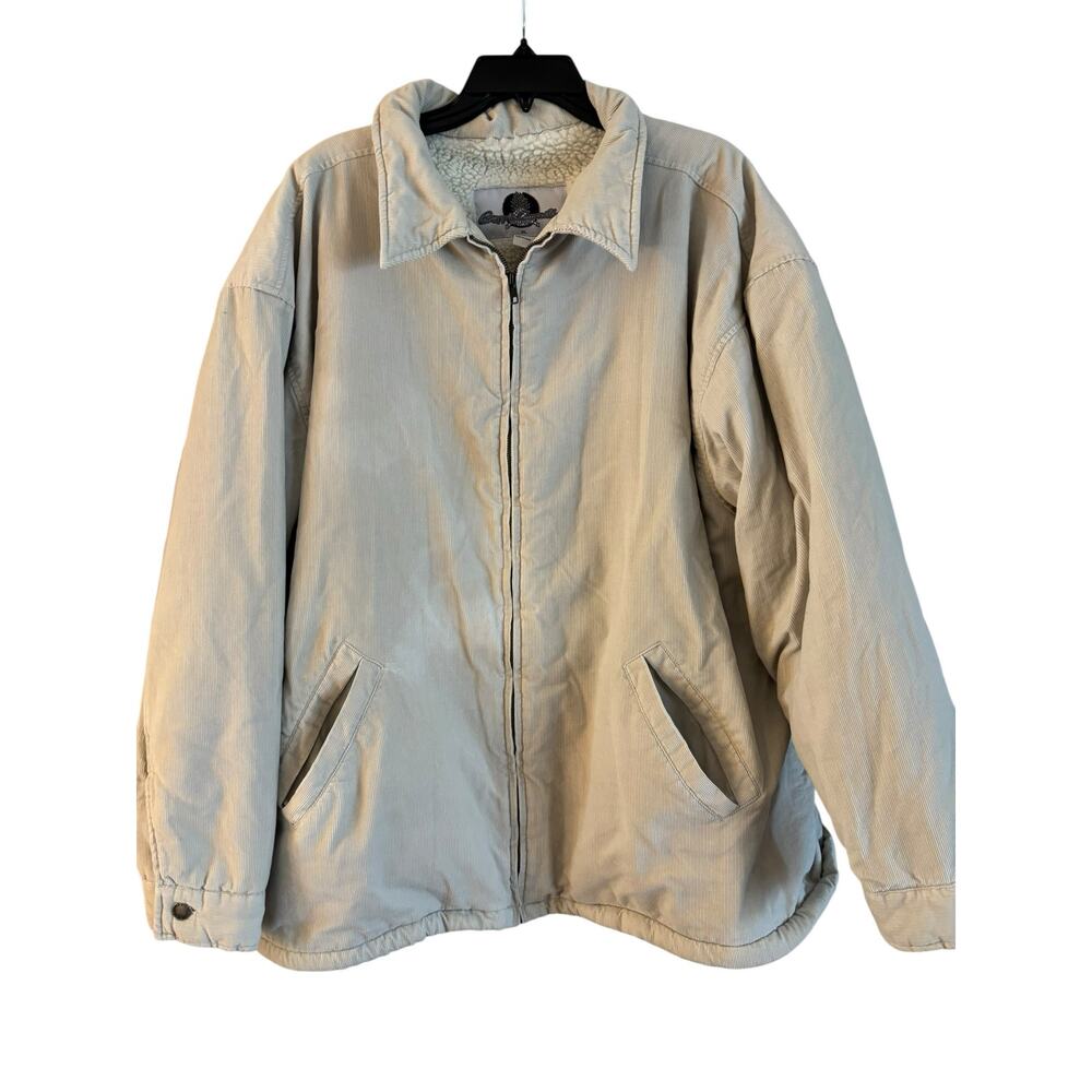 Pineapple Jacket Men’s Corduroy Sherpa Tan Trucker Jacket Zip Up Cotton XL